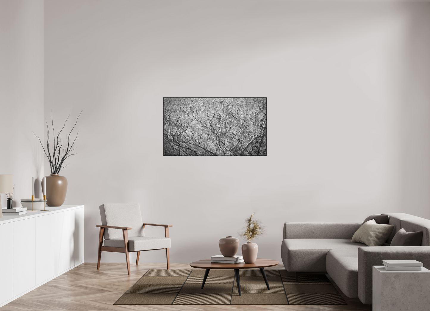 49 x 27.6″, Fine Art Pigment Print under Matte Acrylic Glass in 2" Artbox Frame By the Sea - Sand Rivers Series No.4