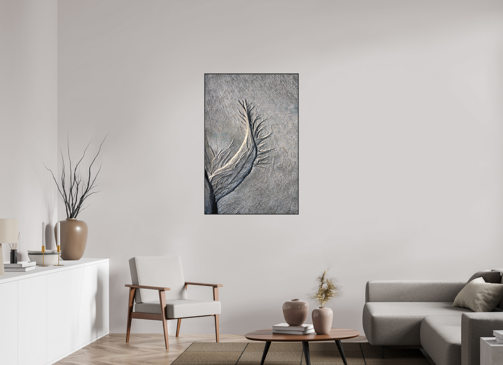 30 x 45″, Fine Art Pigment Print under Matte Acrylic Glass in 2" Artbox Frame By the Sea - Sand Rivers No.3