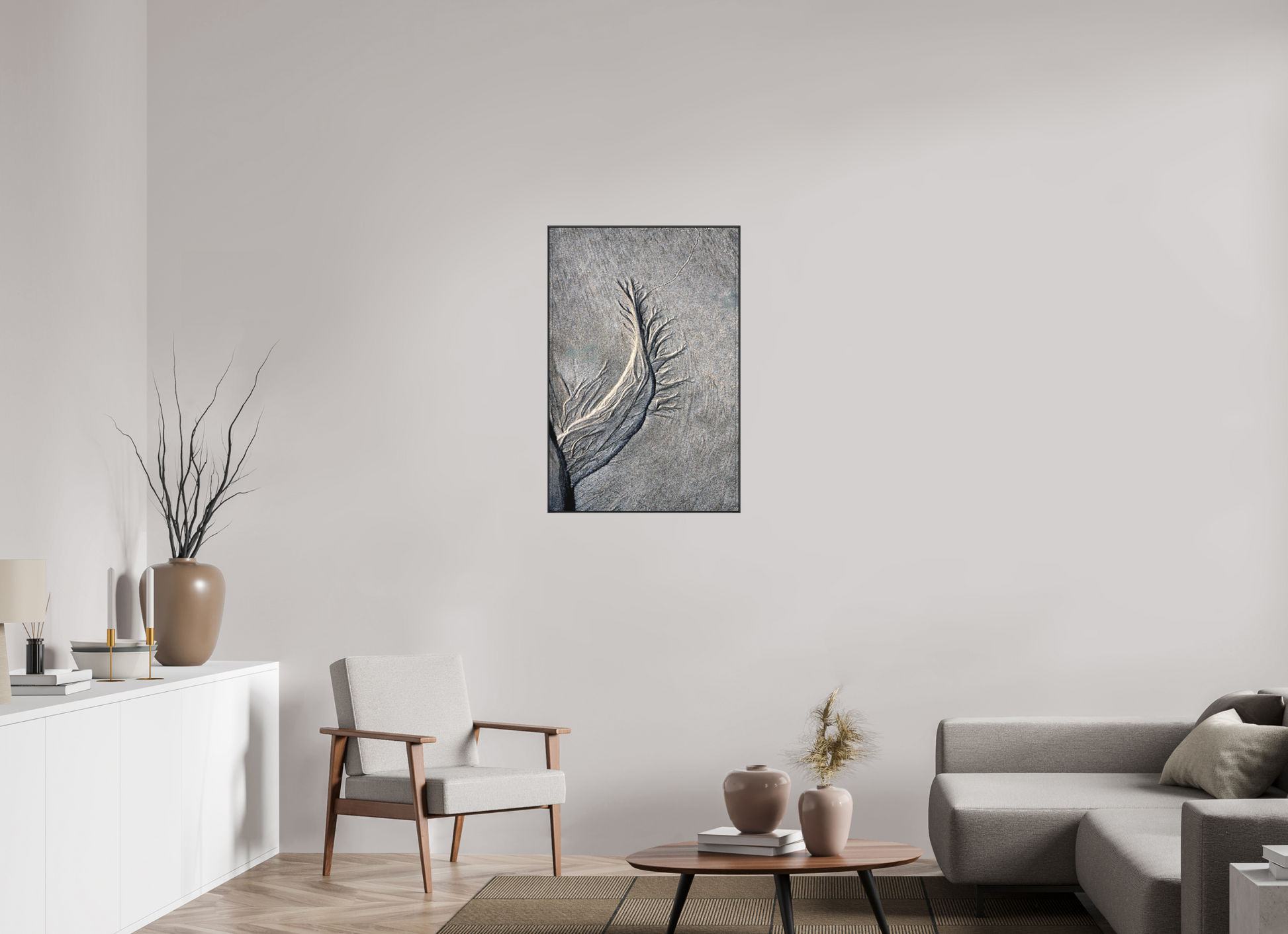 24 x 36″, Fine Art Pigment Print under Matte Acrylic Glass in 1" Artbox Frame By the Sea - Sand Rivers No.3