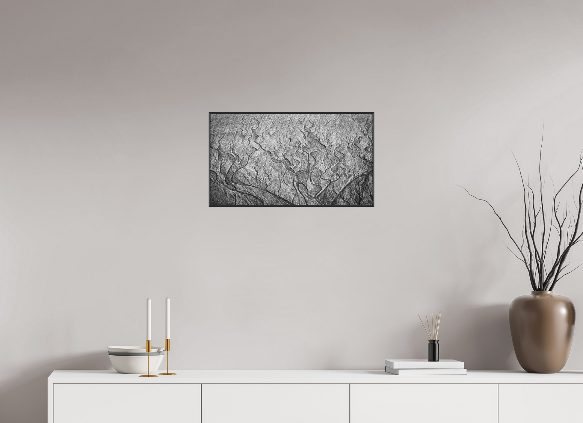 24 x 13.5″, Fine Art Pigment Print under Matte Acrylic Glass in 1" Artbox Frame By the Sea - Sand Rivers Series No.4